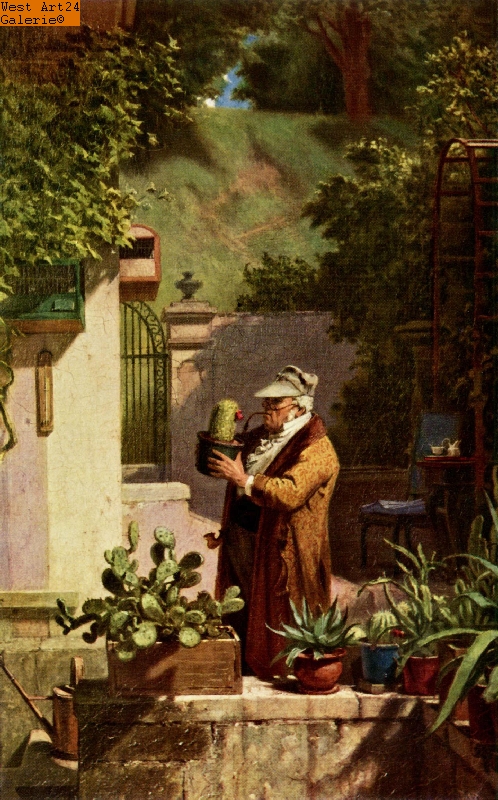 Der Kaktusfreund nach Spitzweg Gemäldeimitation